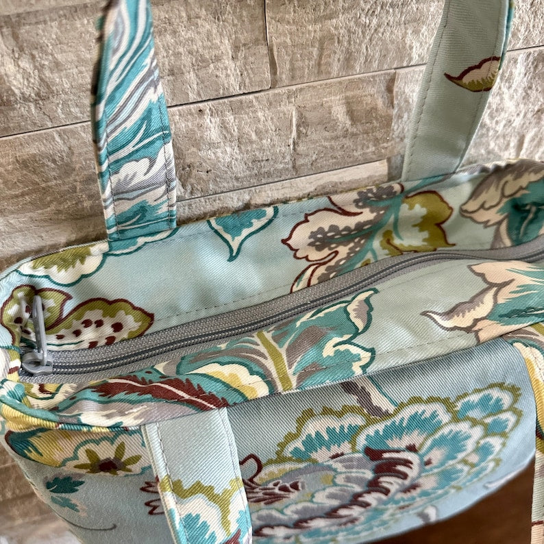 Mini Tote Bag - Exotic Floral in Mineral