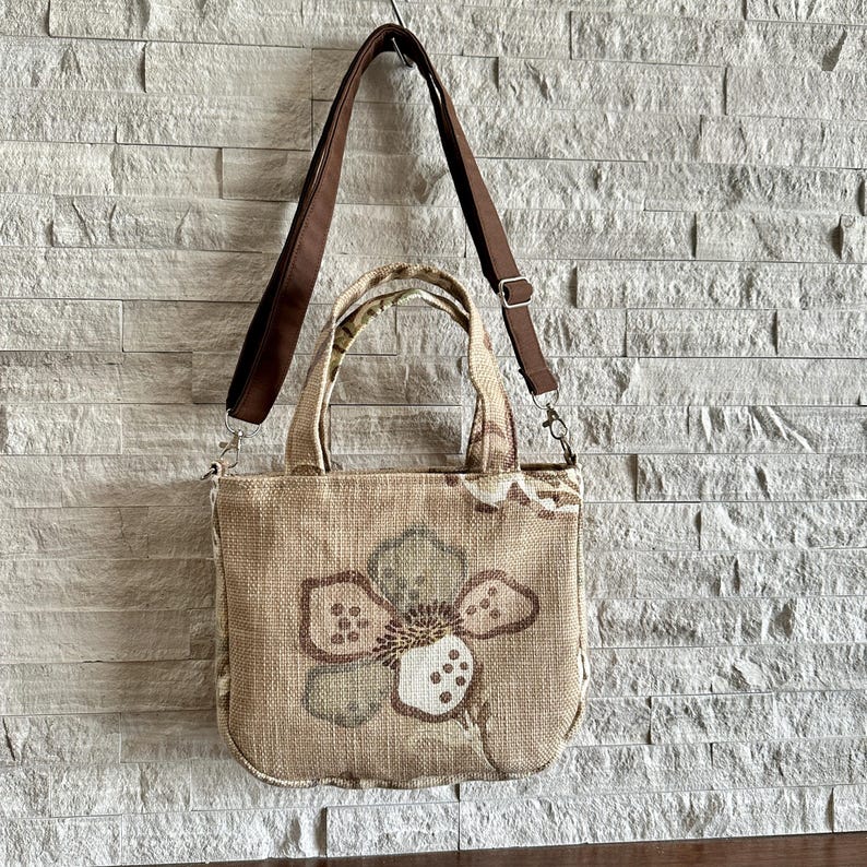 Mini Tote Bag - Garden in Camel