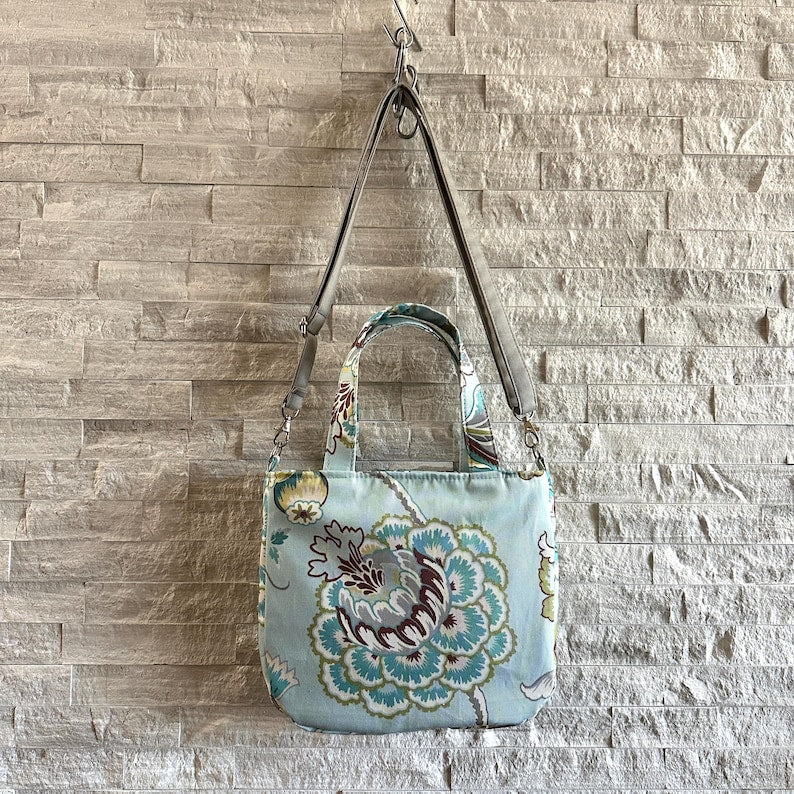 Mini Tote Bag - Exotic Floral in Mineral