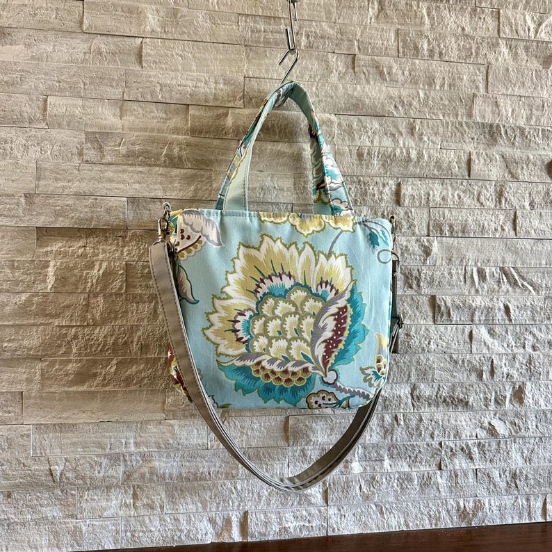 Mini Tote Bag - Exotic Floral in Mineral