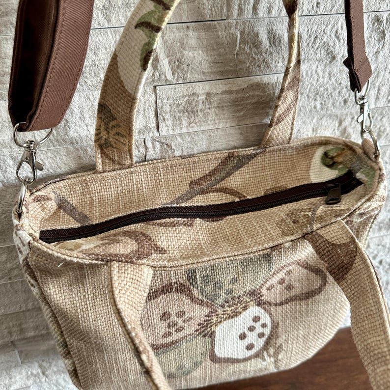 Mini Tote Bag - Garden in Camel