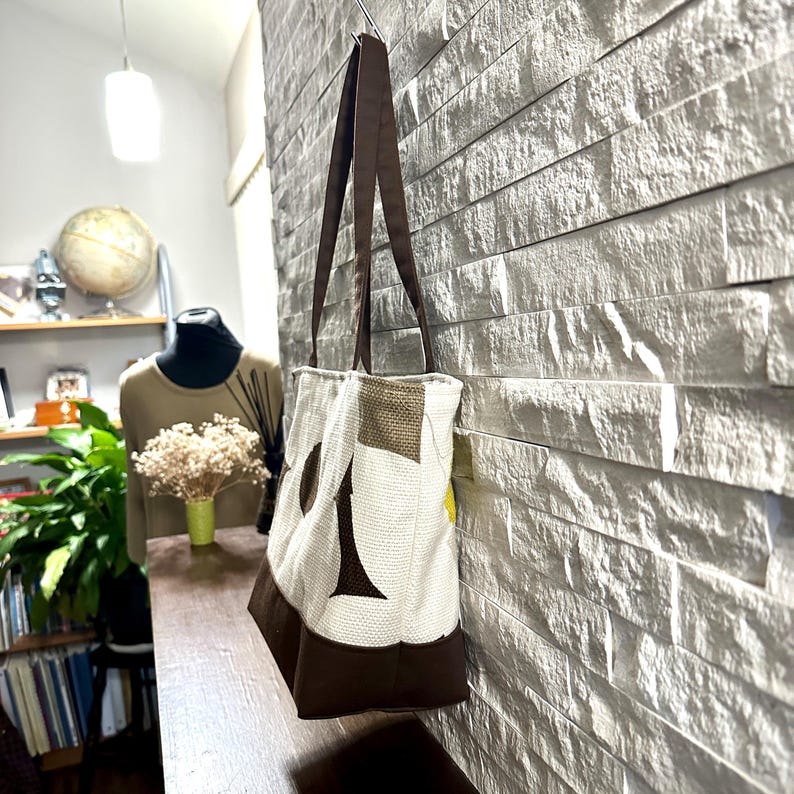 Simple Tote Bag - Floral in Yellow / Brown