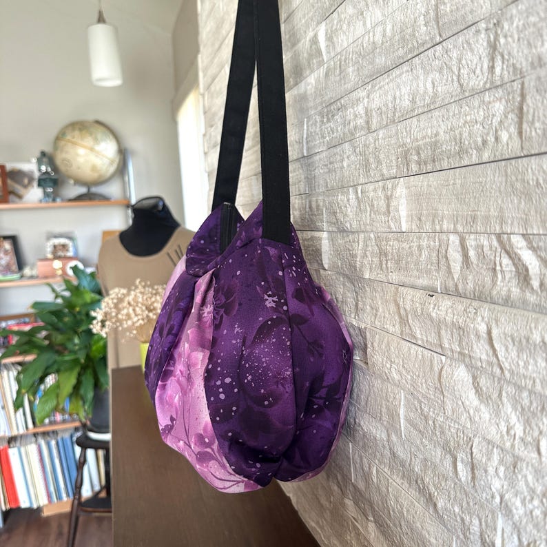 Pleated Bag // Shoulder Purse - Amethyst Night Bloom