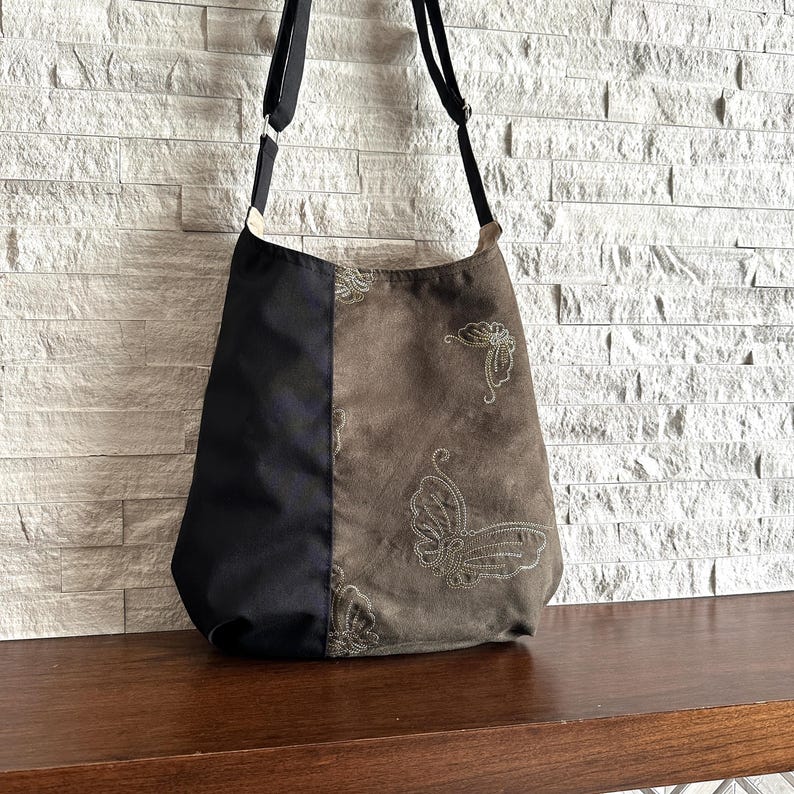 One Handle Hobo Bag - Butterfly Embroidery