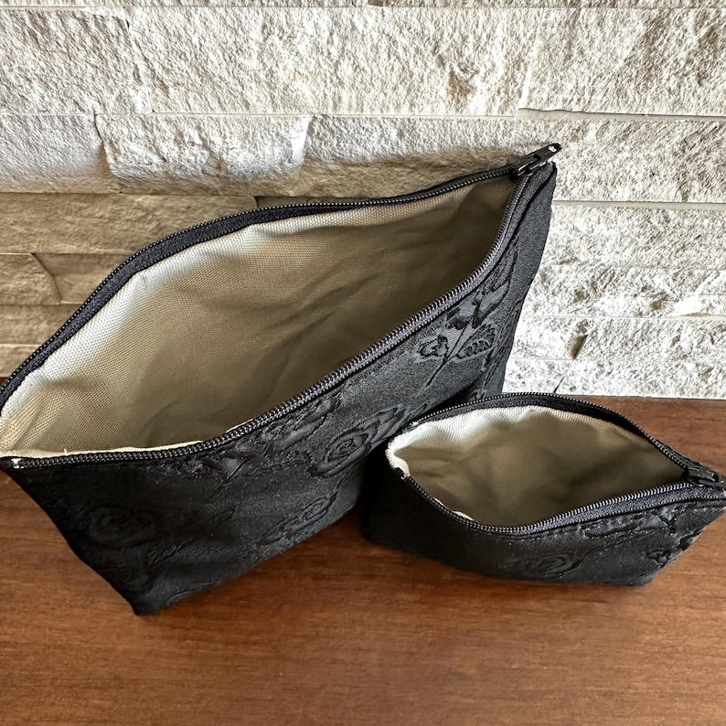 Zipper Pouches - Rose Black