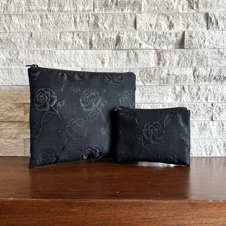 Zipper Pouches - Rose Black