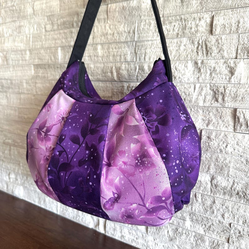 Pleated Bag // Shoulder Purse - Amethyst Night Bloom