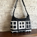 Zipped 4 Pockets Hobo Bag w/ Adjustable Strap - City Blocks