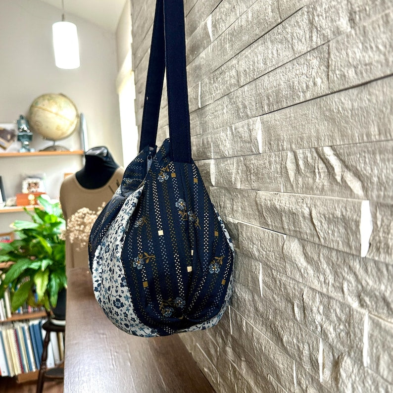 Pleated Bag // Shoulder Purse - Moonlit Floral Stripe