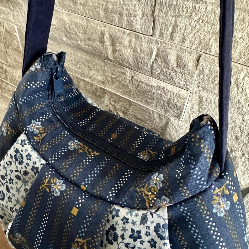 Pleated Bag // Shoulder Purse - Moonlit Floral Stripe