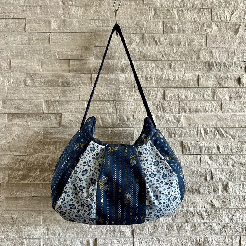 Pleated Bag // Shoulder Purse - Moonlit Floral Stripe