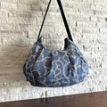 Pleated Bag // Shoulder Purse - Vine Scroll on Dusty Blue